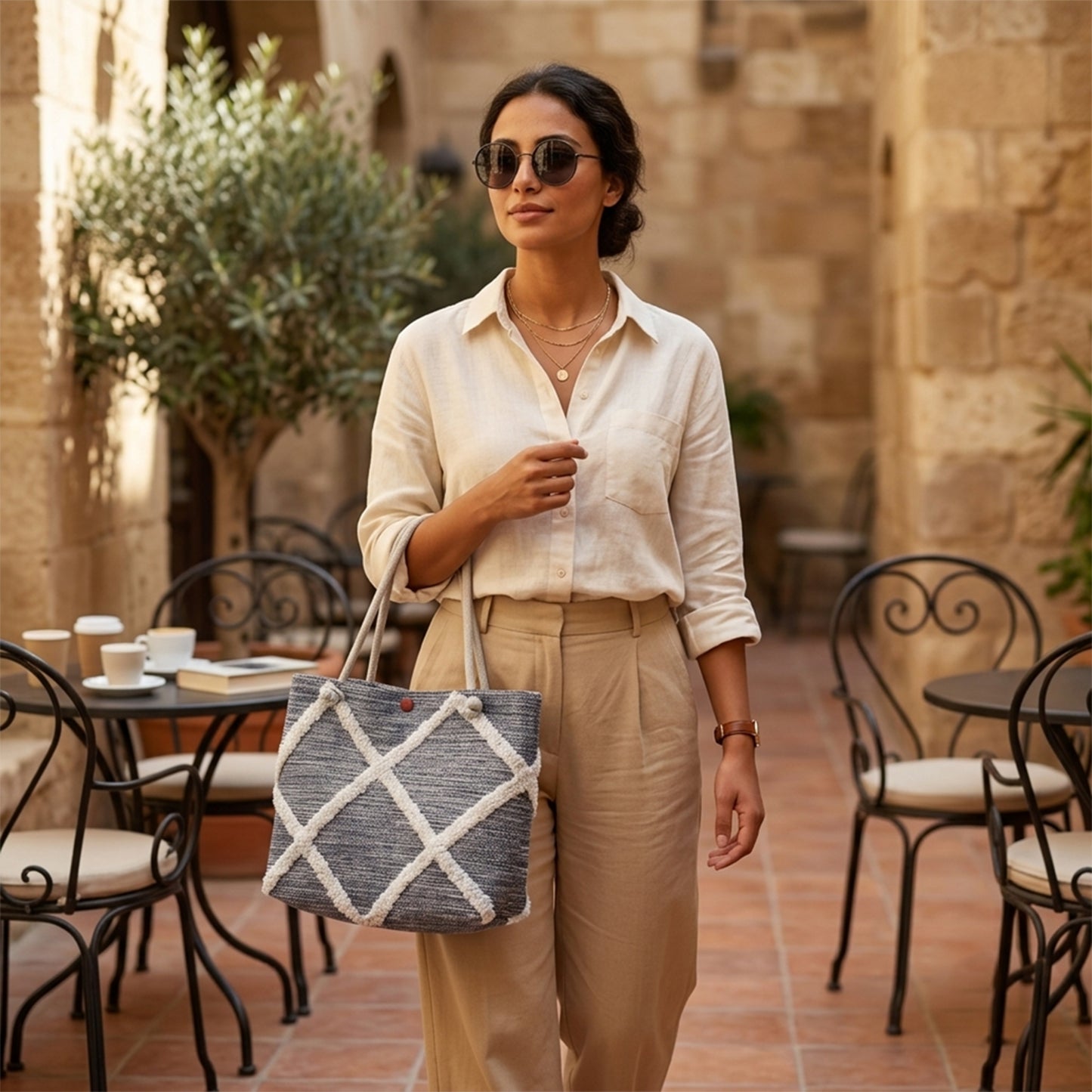 Indigo Lattice Bag