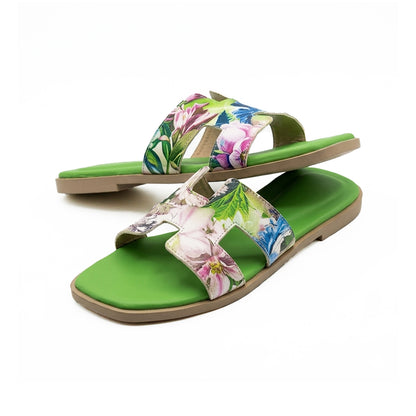 Terra Slides in Floral Green