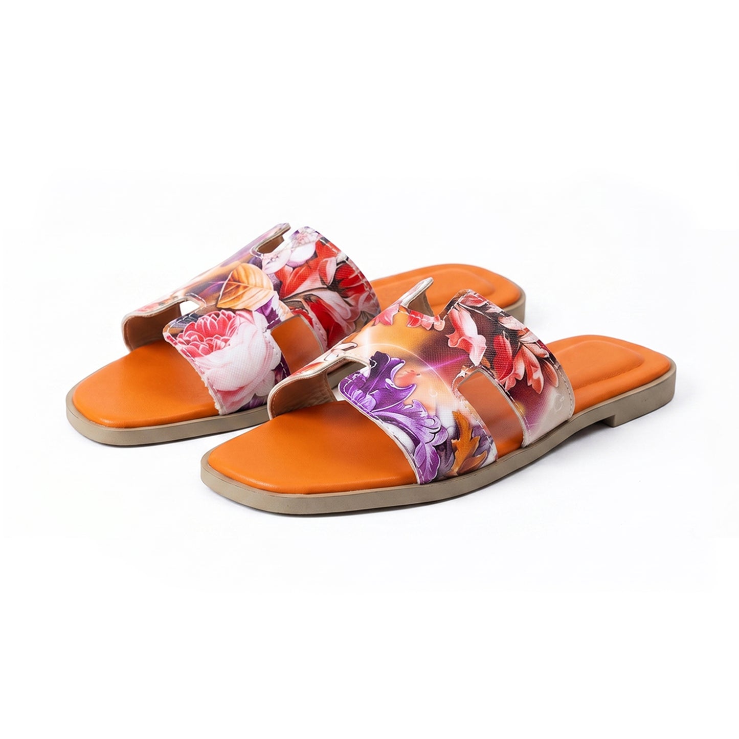 Terra Slides in Floral Orange