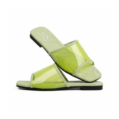 Vela Slippers in Lime Green