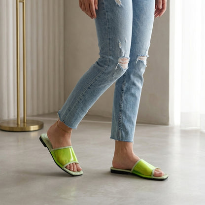 Vela Slippers in Lime Green