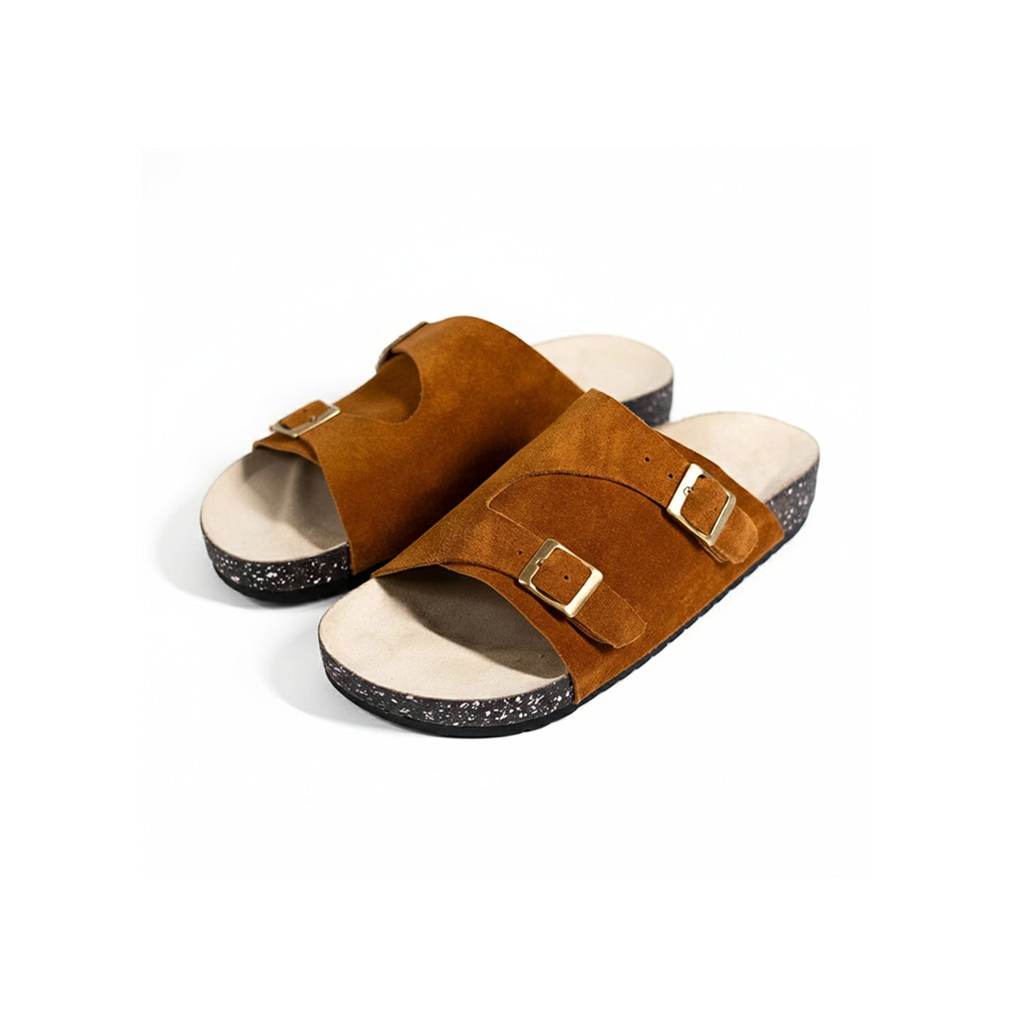 Soft Step - Double-Strap Suede Sandal - Havane