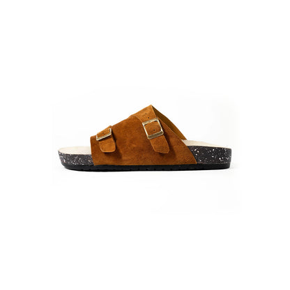 Soft Step - Double-Strap Suede Sandal - Havane