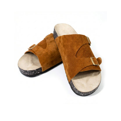 Soft Step - Double-Strap Suede Sandal - Havane